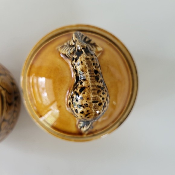 Vintage Autumn Gold Creamer and Sugar Bowl Embossed Fruit 1970s Japan - Picture 6 of 9